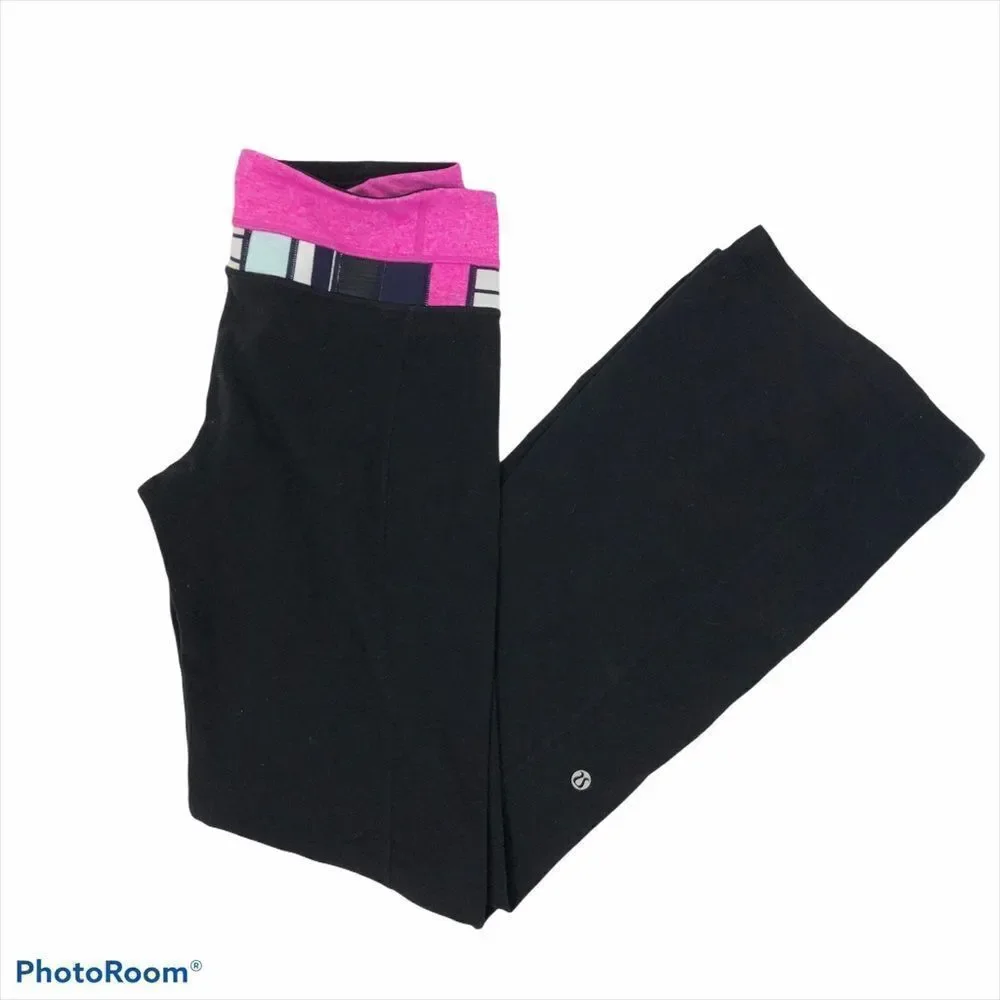 Lululemon Wide Leg Groove Pants Black Pink Size 8‎